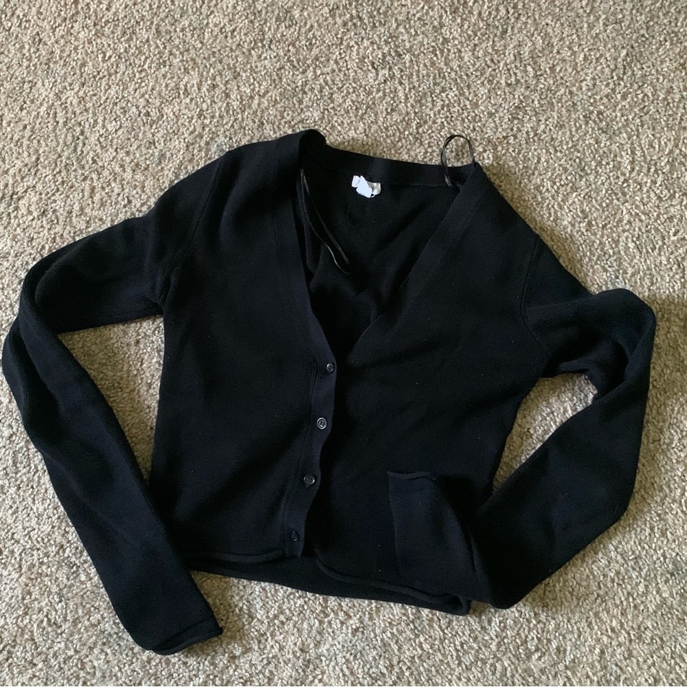 Garage Black Button Cardigan Long Sleeve Top